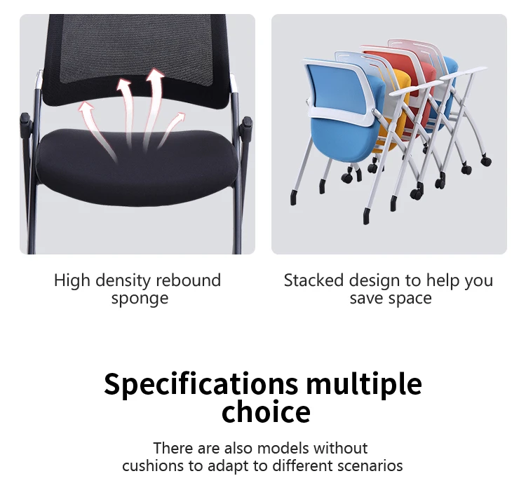 Folding training chair school hidden cup holder pen tray design mesh back (2)